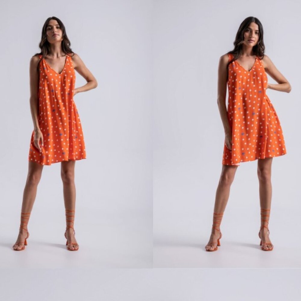 Lez a Lez Orange Polka Dot Sleeveless Mini Dress